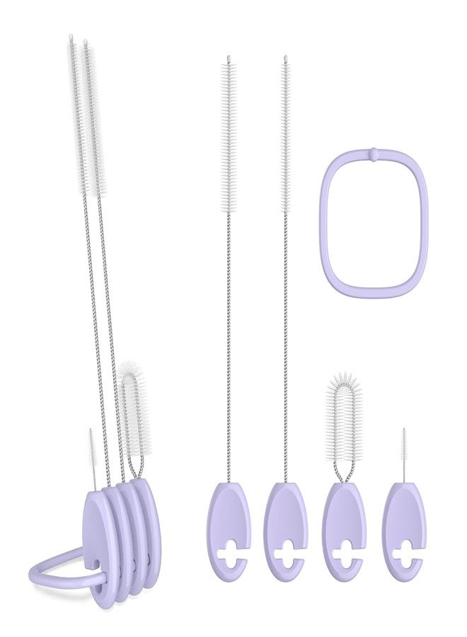 SE7EN 4in1 Straw Cleaner Brush Set, Standing Cleaning Brush Set Includes 7mm &10mm Straw Brushes, Cup Lid Brush, Crevice Brush, for Wide and Narrow Straws, Water Bottles, Cups and Lids, Purple - Image 1
